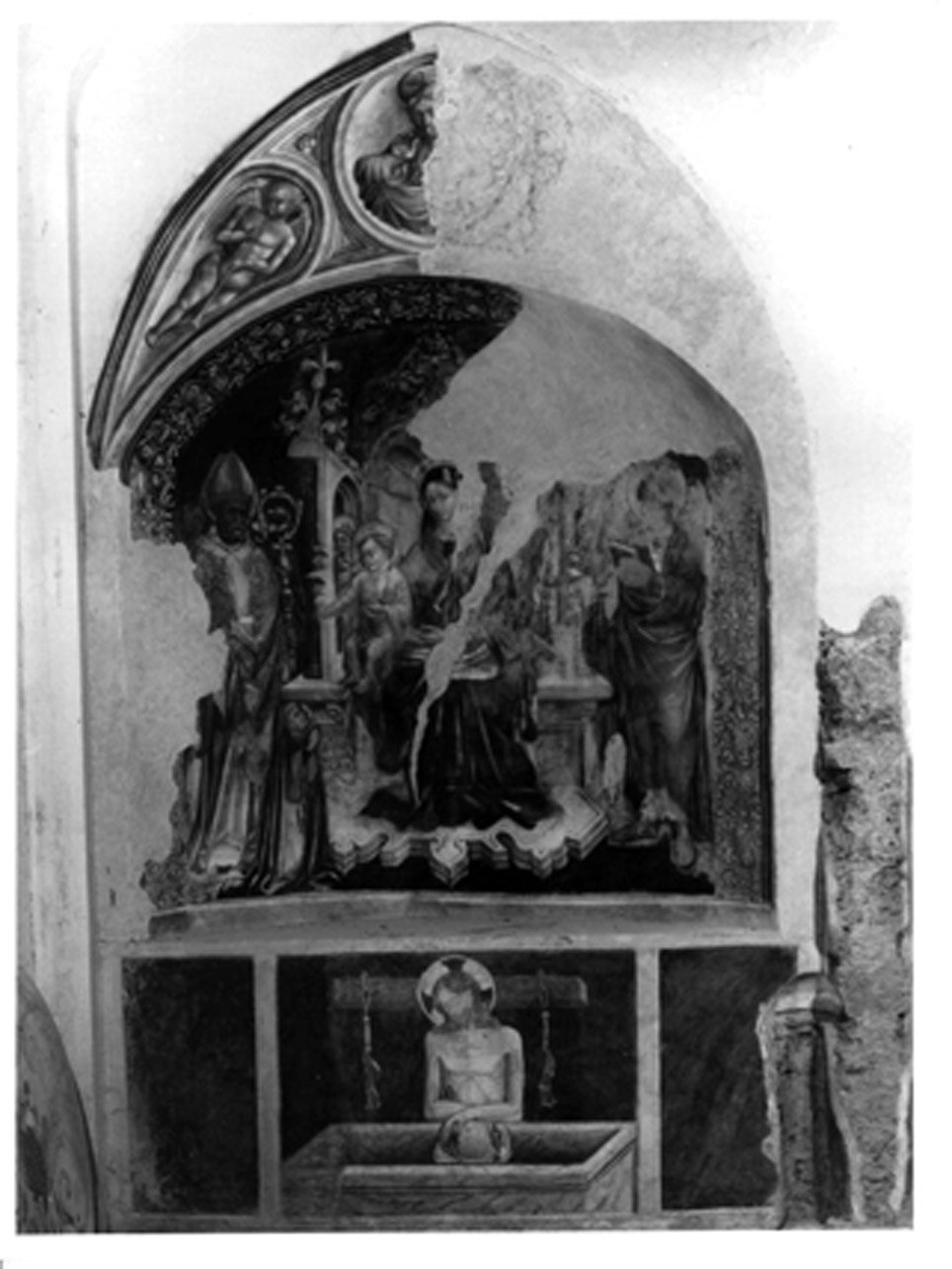 Madonna con Bambino in trono tra santi (dipinto, elemento d'insieme) di Perinetto da Benevento (sec. XV)