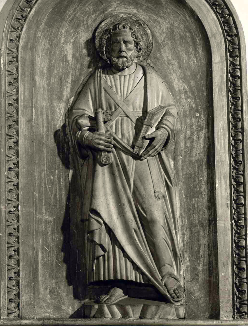 SAN PIETRO APOSTOLO (SCULTURA, ELEMENTO D'INSIEME) - AMBITO NAPOLETANO (FINE sec. XV)