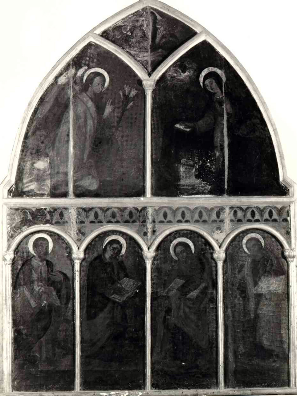 Madonna annunciata con Padre Eterno e i quattro evangelisti (polittico, insieme) - ambito napoletano (prima metà sec. XVI)
