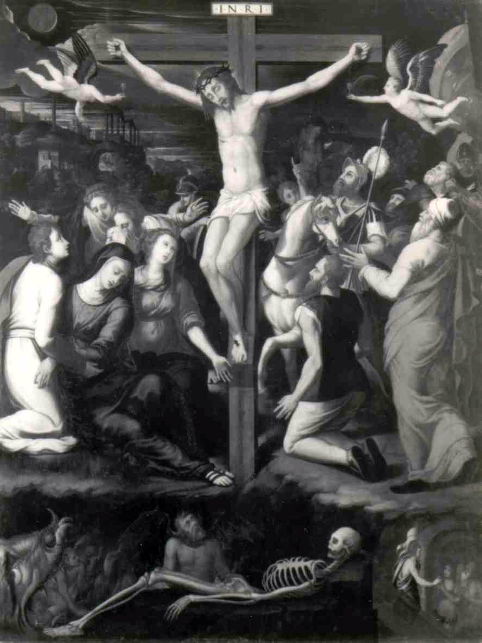 crocifissione di Cristo (dipinto) - ambito napoletano (metà sec. XVI)