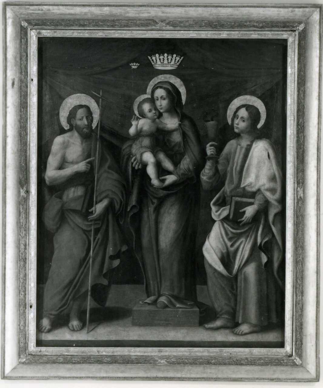 MADONNA DI CASARLANO, MADONNA CON BAMBINO TRA SAN GIOVANNI BATTISTA E SAN GIOVANNI EVANGELISTA (DIPINTO) - AMBITO NAPOLETANO (INIZIO Sec. XVI)