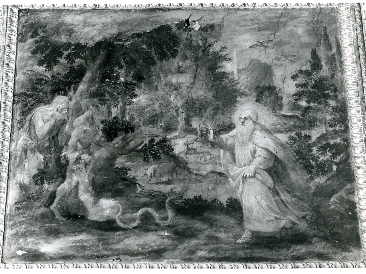 Adamo ed Eva rimproverati da Dio (dipinto, elemento d'insieme) di Corenzio Belisario (sec. XVII)