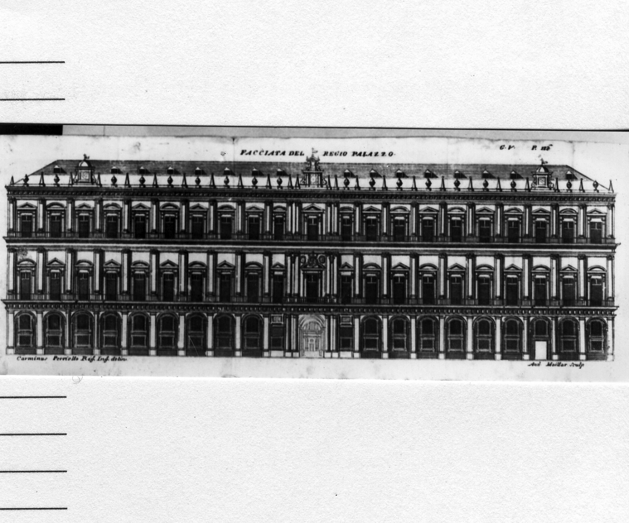 prospetto di Palazzo Reale di Napoli (stampa) di Magliar Andrea (sec. XVIII)