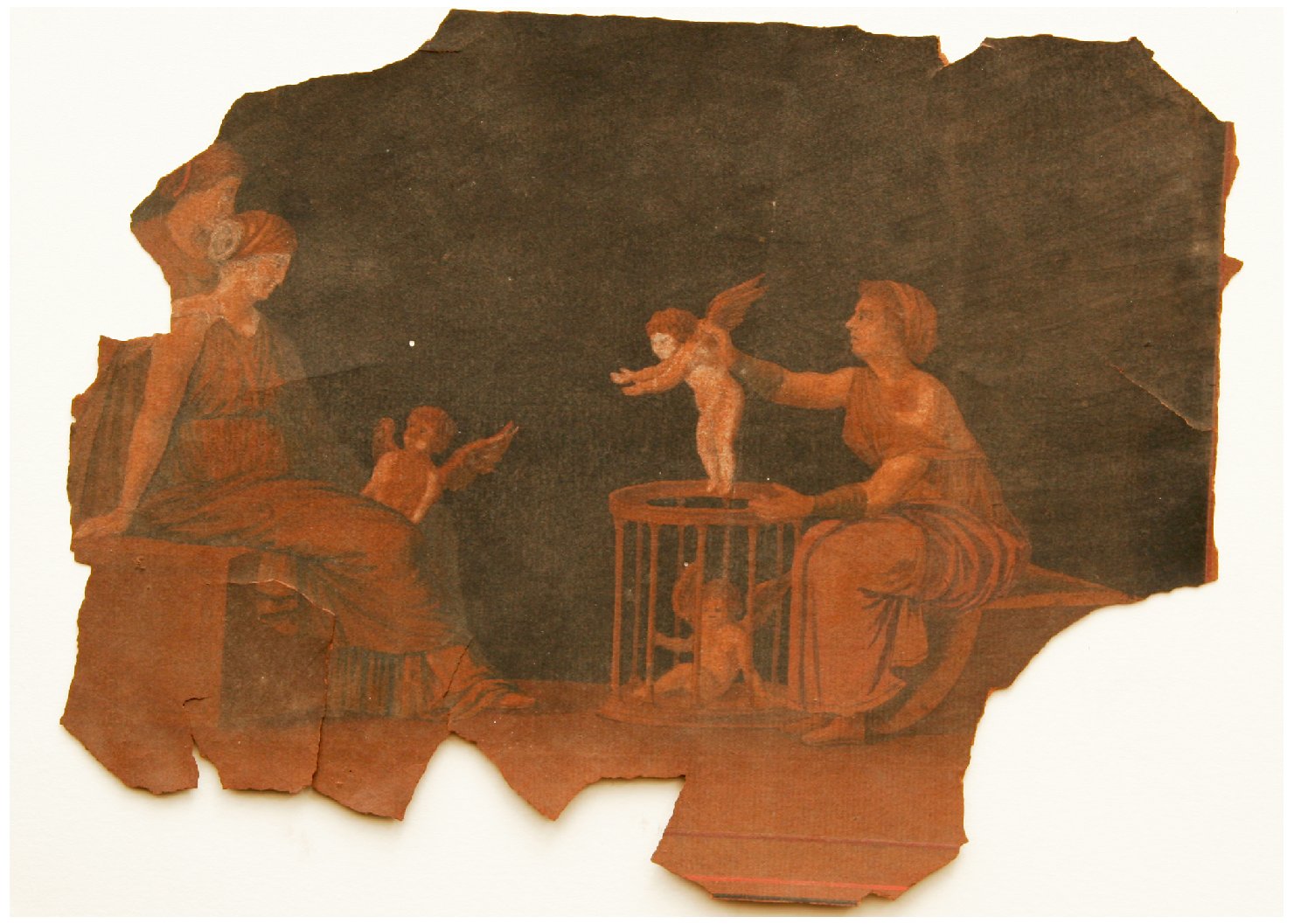 Venditrice di amorini, figure femminili (dipinto) - ambito campano (inizio sec. XIX)