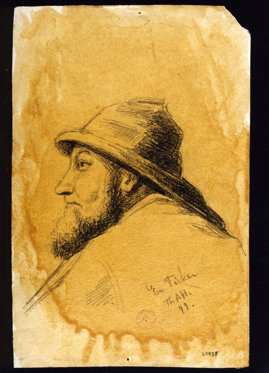 ritratto di un pescatore di profilo (disegno) di Hansen Thomas Erik Albertsen (sec. XIX)