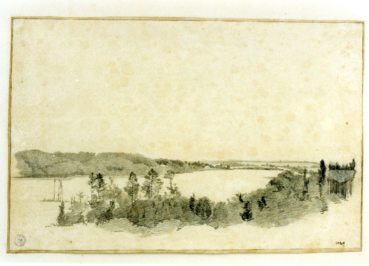 paesaggio fluviale (disegno) di Lunde Anders Christian (sec. XIX)