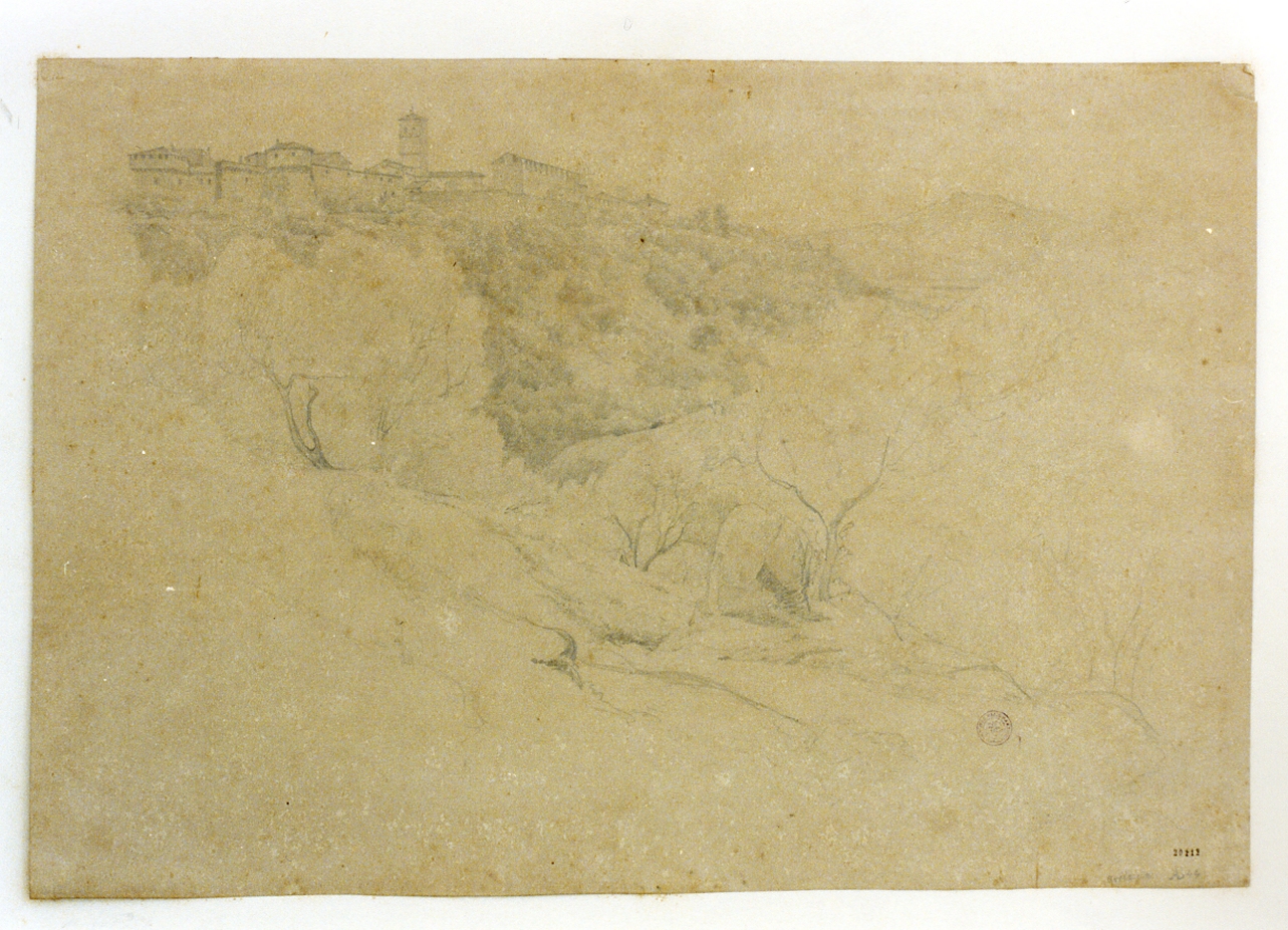 veduta di Ariccia (disegno) di Lunde Anders Christian (sec. XIX)