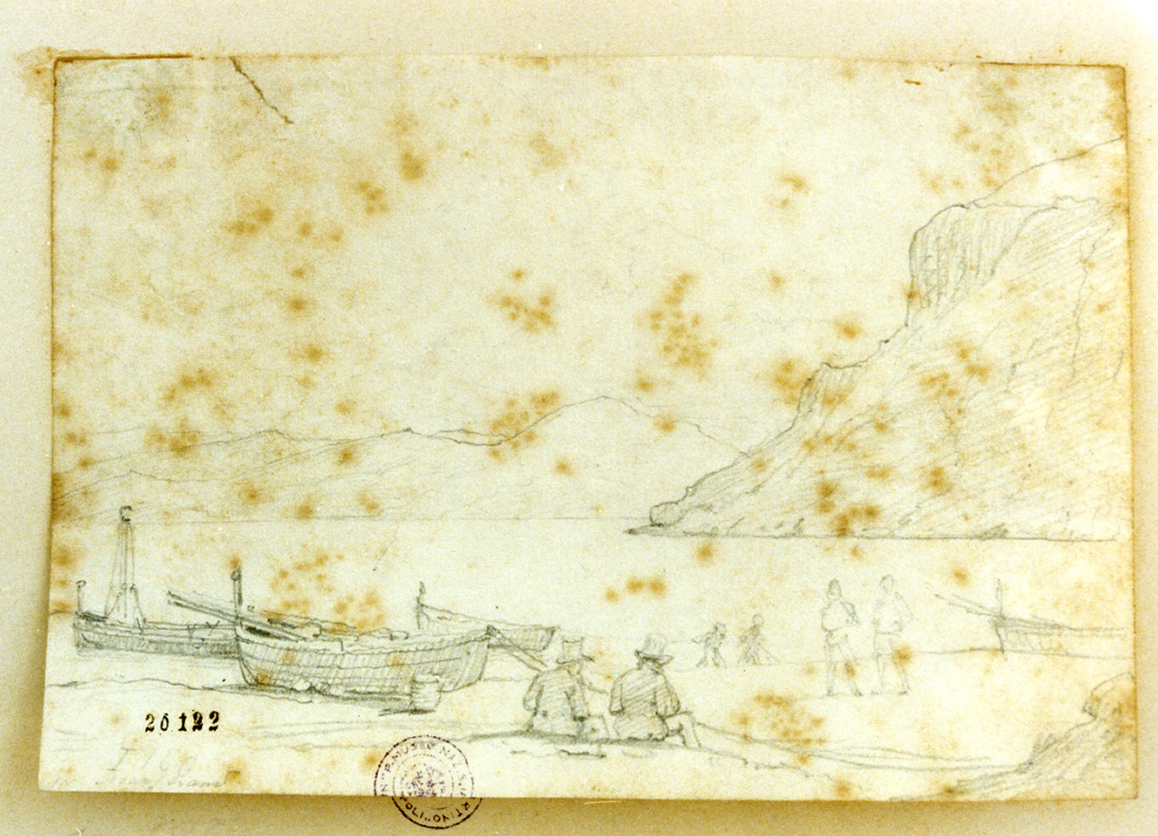 paesaggio marino (disegno) di Marstrand Vilhelm Nicolai (sec. XIX)