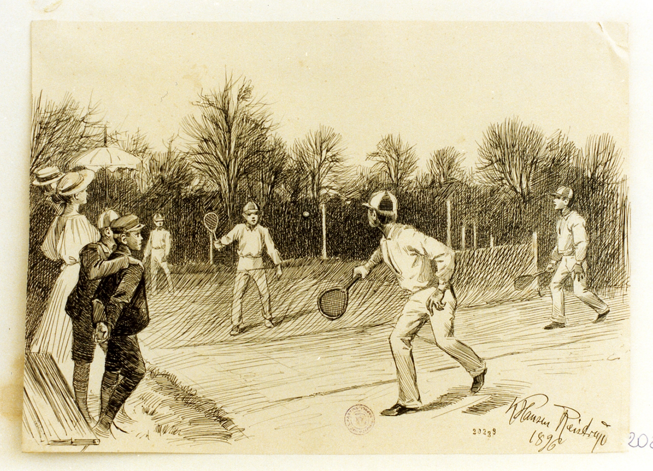 giocatori di tennis (disegno) di Hansen Frederik Carl Christian (sec. XIX)