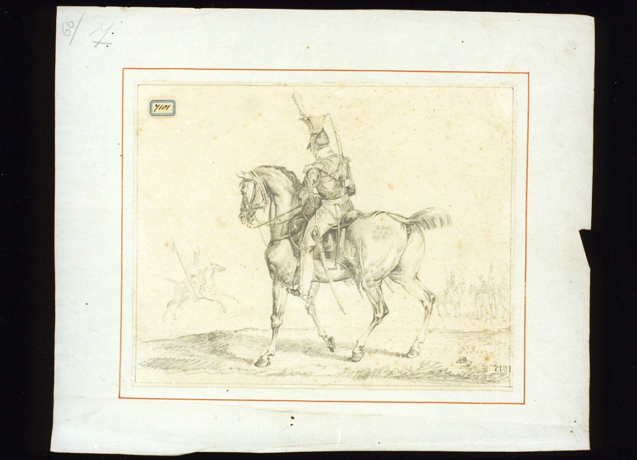 militare a cavallo (disegno) di Fergola Salvatore (sec. XIX)