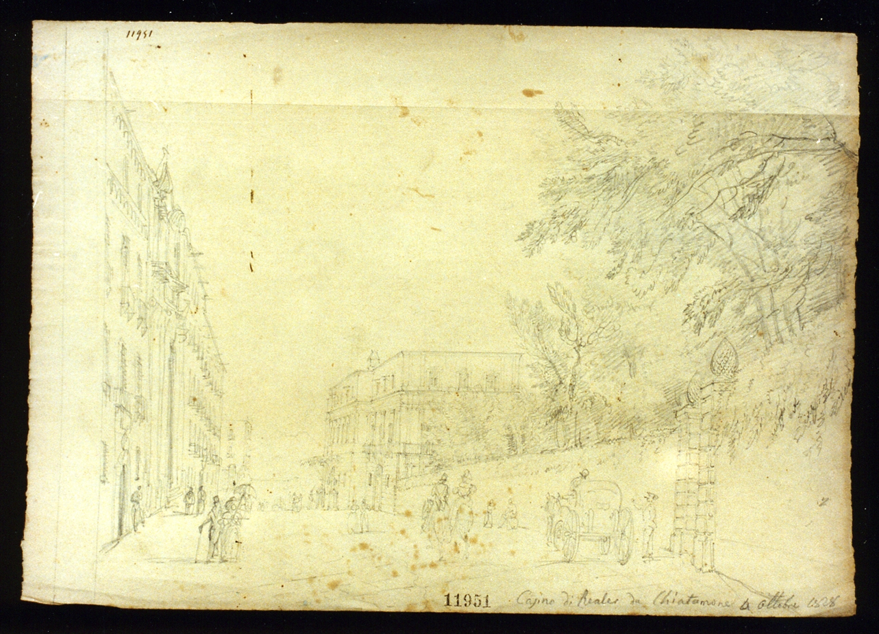 veduta del Casino Reale del Chiatamone a Napoli (disegno) - ambito napoletano (sec. XIX)