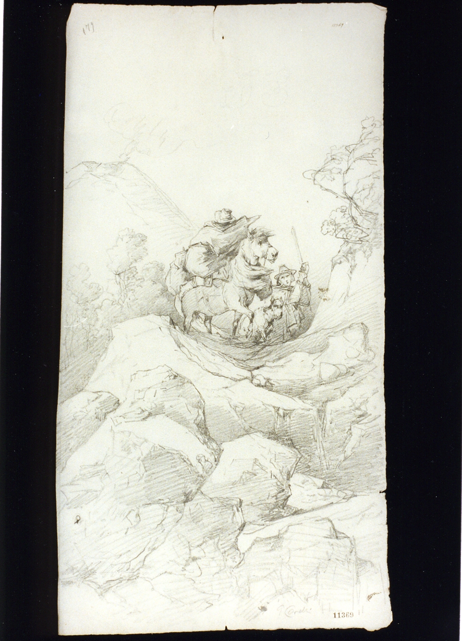 pastori sul Monte Somma (disegno) di Carelli Consalvo (seconda metà sec. XIX)