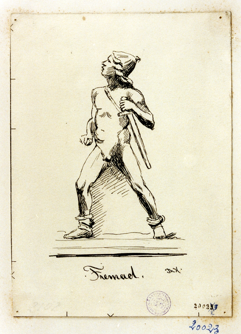 studio di nudo maschile (disegno) di Hansen Thomas Erik Albertsen (secc. XIX/ XX)