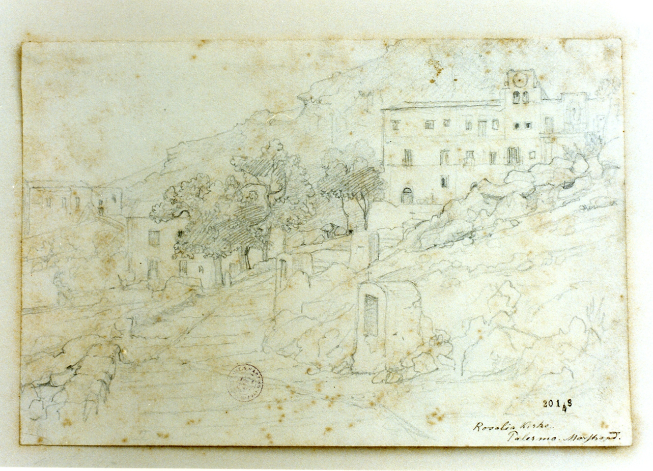 veduta della Chiesa di Santa Rosalia a Palermo (disegno) di Marstrand Vilhelm Nicolai (sec. XIX)