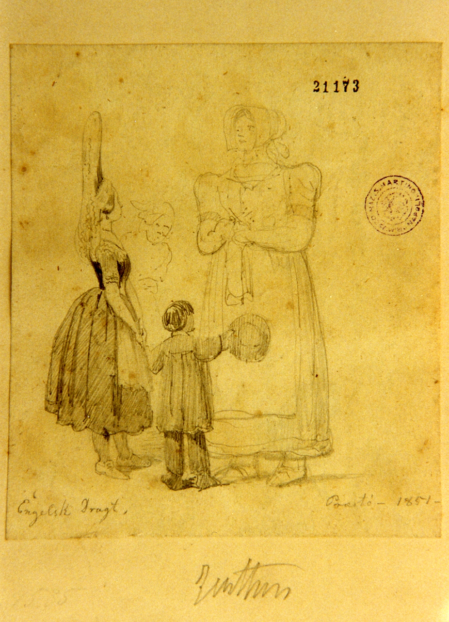 studio di figure in costume (disegno) di Zeuthen Christian Olavius (sec. XIX)