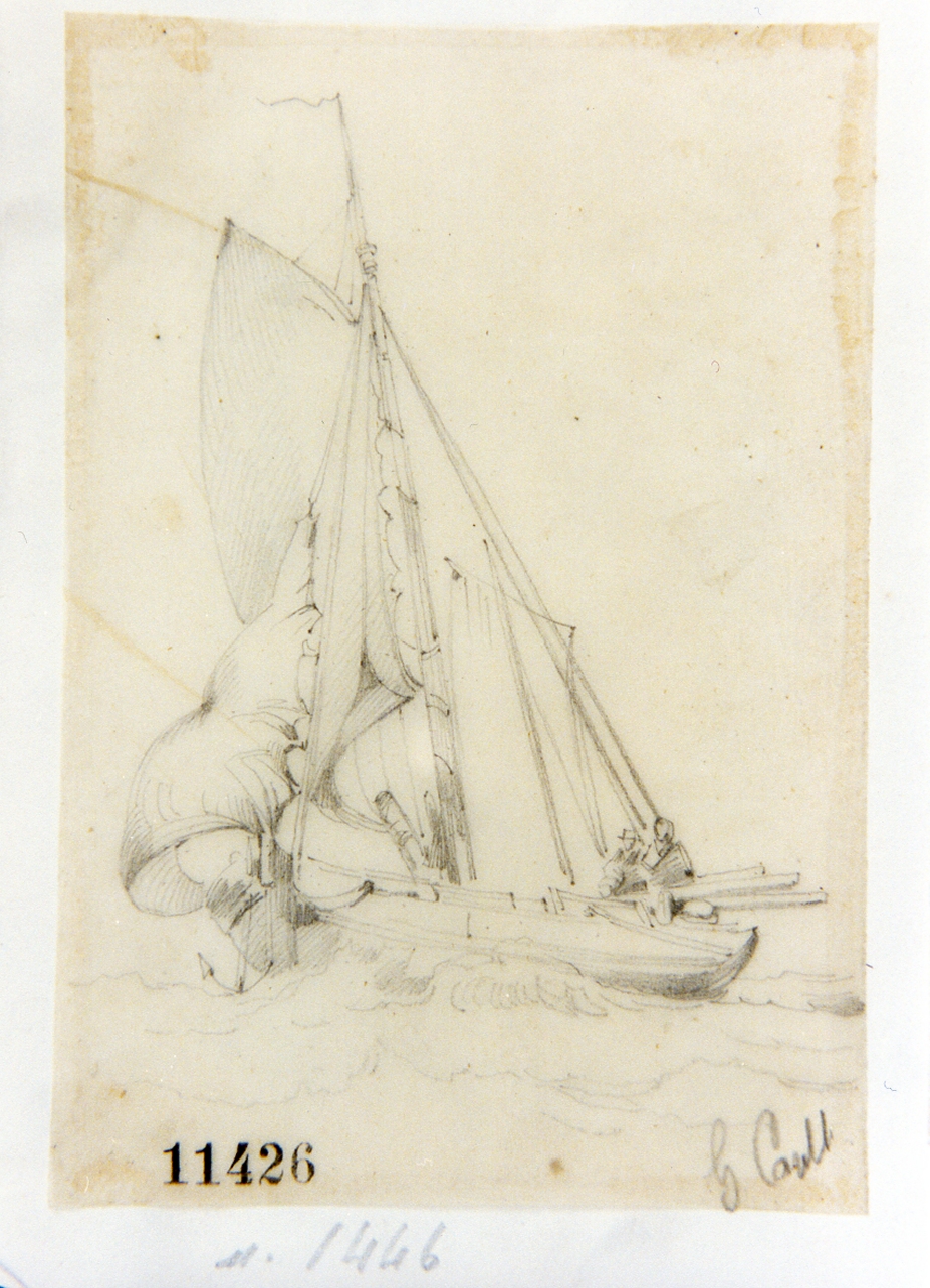 barca a vela (disegno) di Carelli Consalvo (seconda metà sec. XIX)