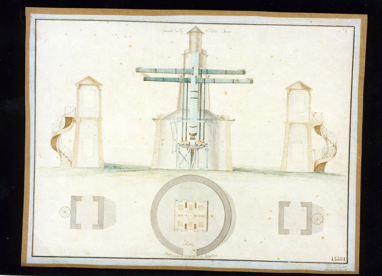 illustrazione di giochi nella real villa della Favorita a Portici: spaccat o della flotta aerea (disegno) di Sangiovanni Nicola (sec. XIX)