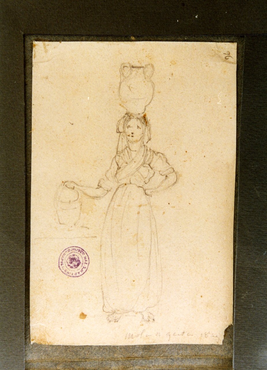 figura di donna di Mola a Gaeta (disegno) di Vervloet Frans (secondo quarto sec. XIX)