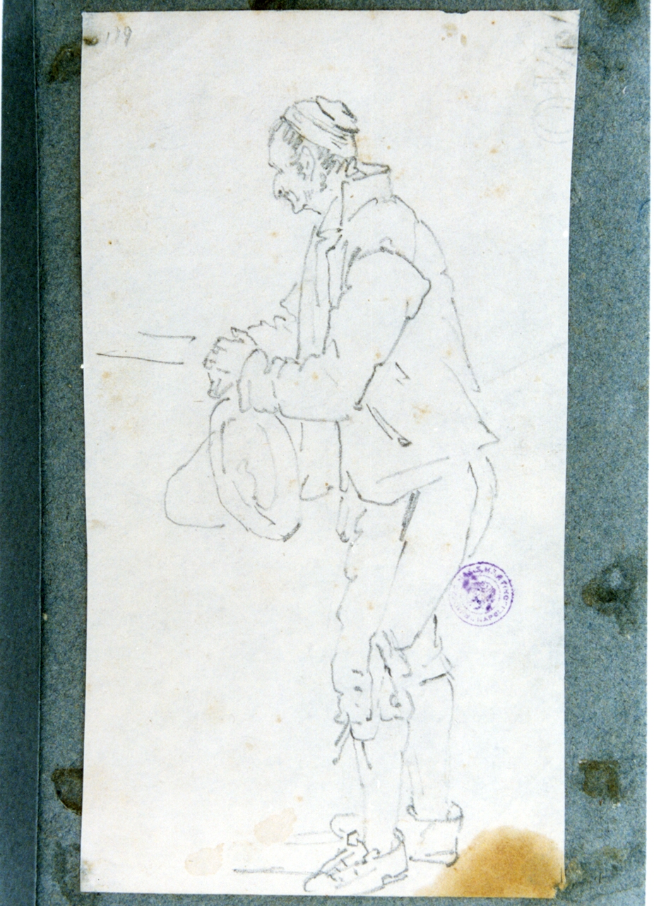 figura maschile con cappello (disegno) di Vervloet Frans (secondo quarto sec. XIX)