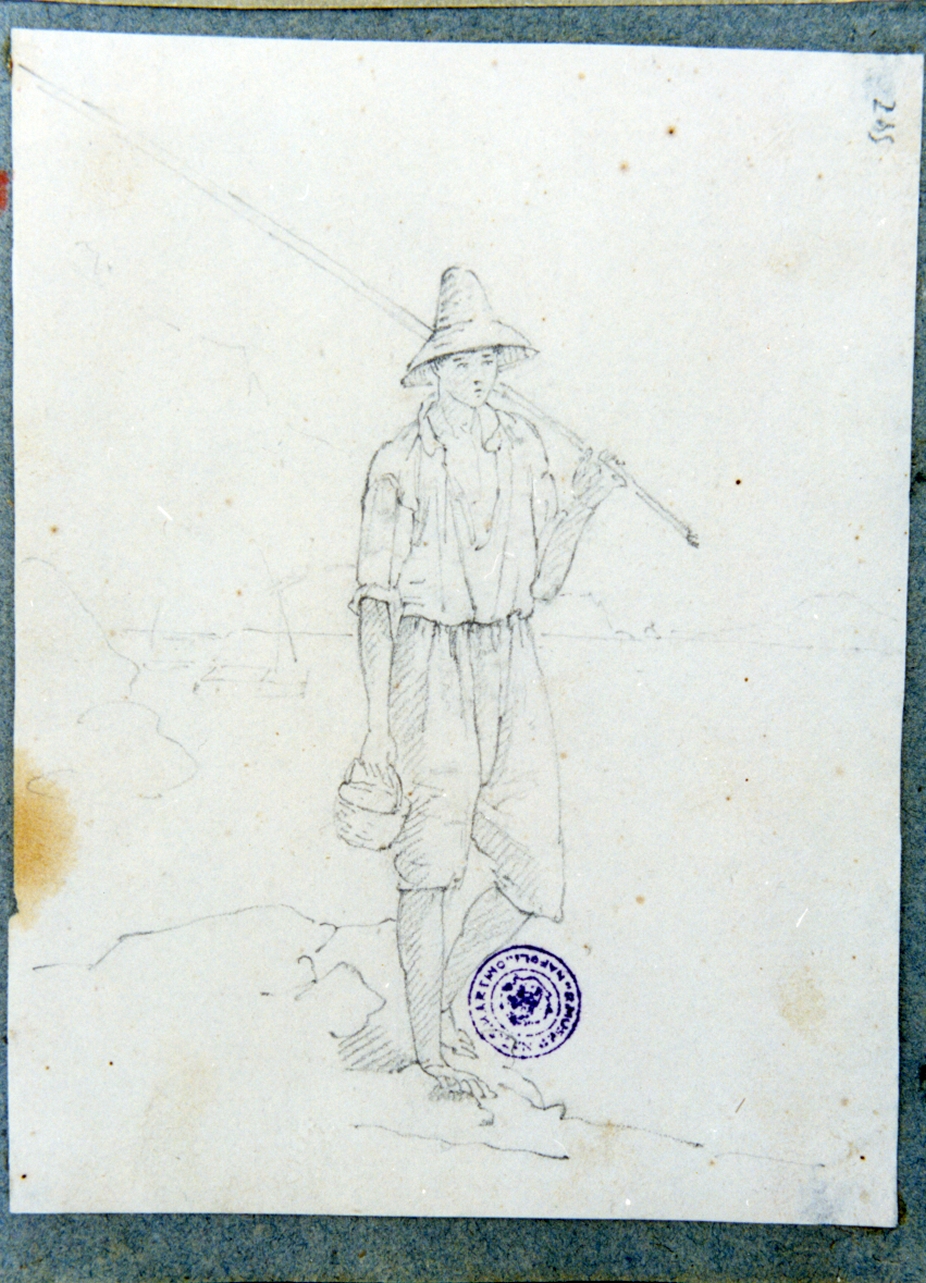 figura di giovane pescatore (disegno) di Vervloet Frans (secondo quarto sec. XIX)