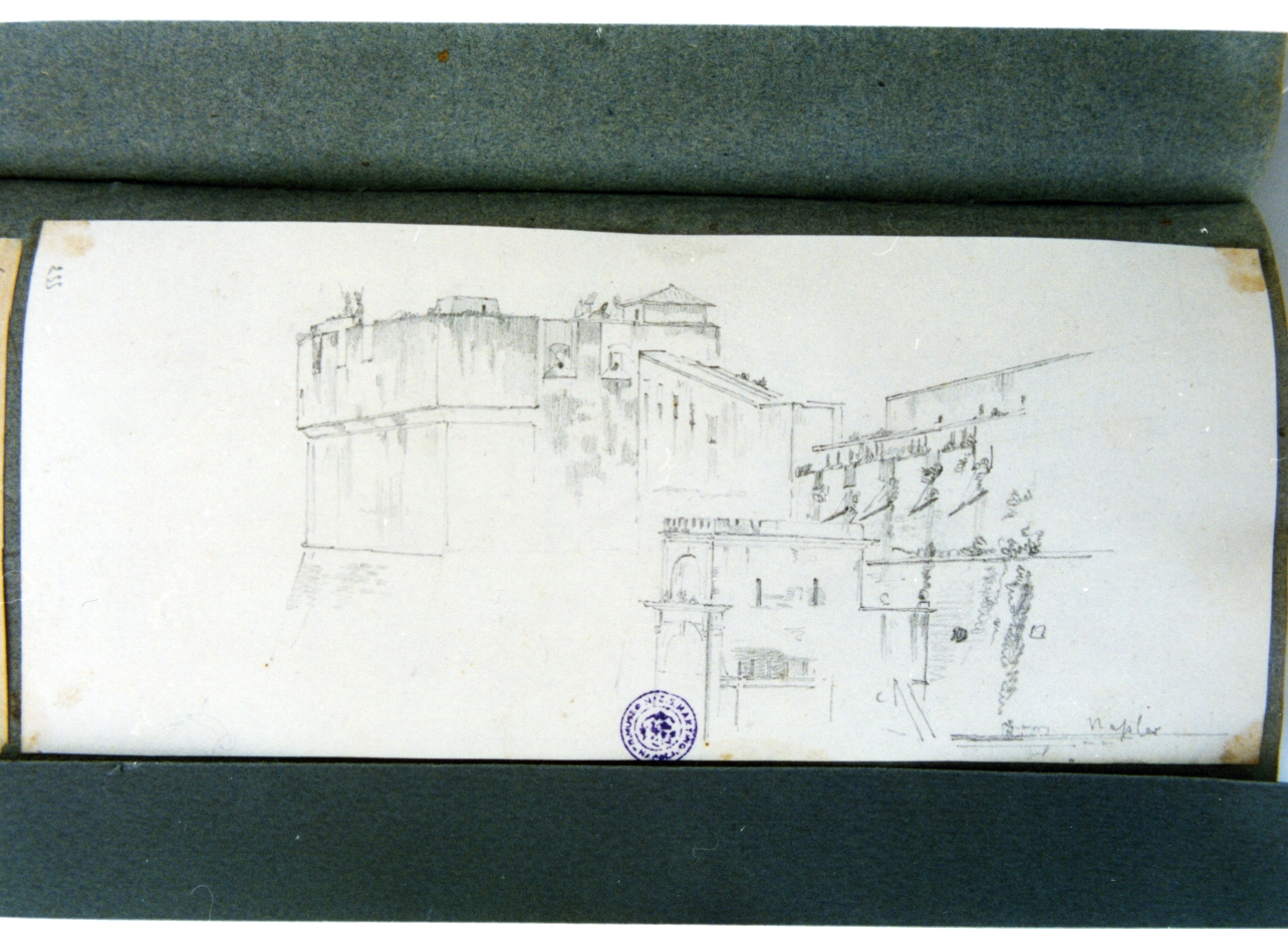 veduta di una porta a Napoli (disegno) di Vervloet Frans (secondo quarto sec. XIX)