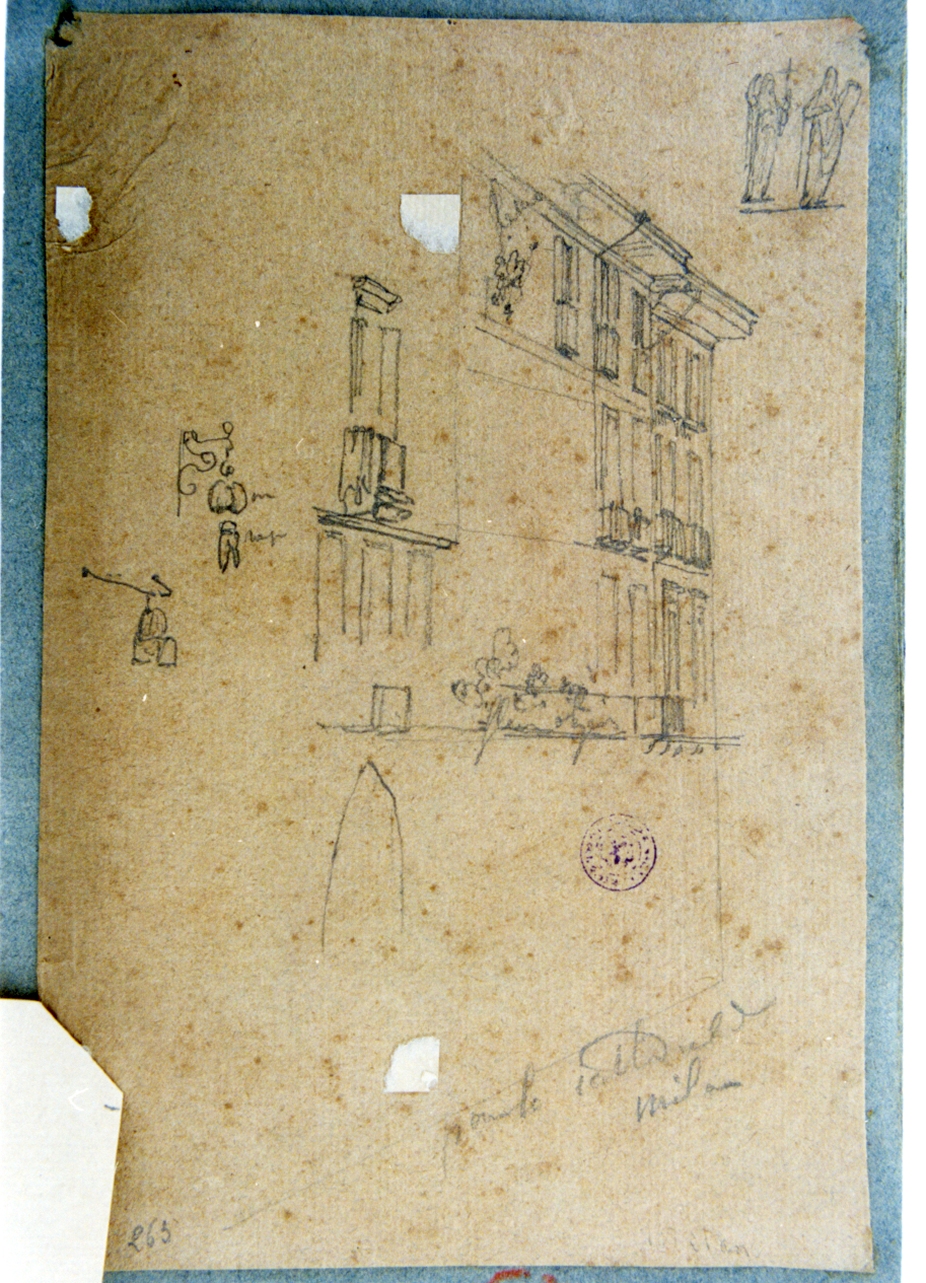 studio di un palazzo in prospettiva (disegno) di Vervloet Frans (secondo quarto sec. XIX)