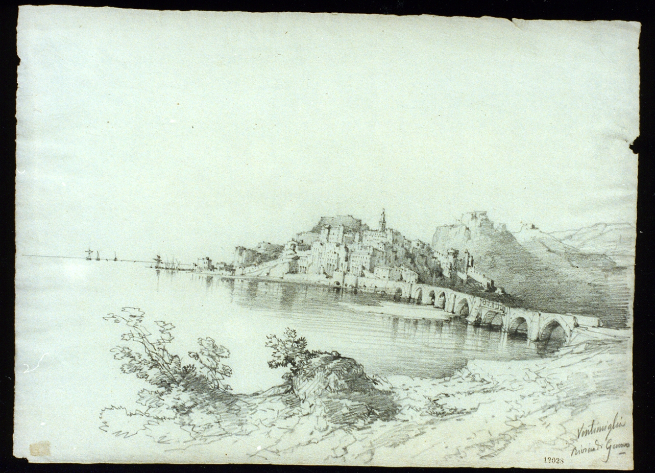 veduta di Ventimiglia (disegno) di Carelli Consalvo (seconda metà sec. XIX)