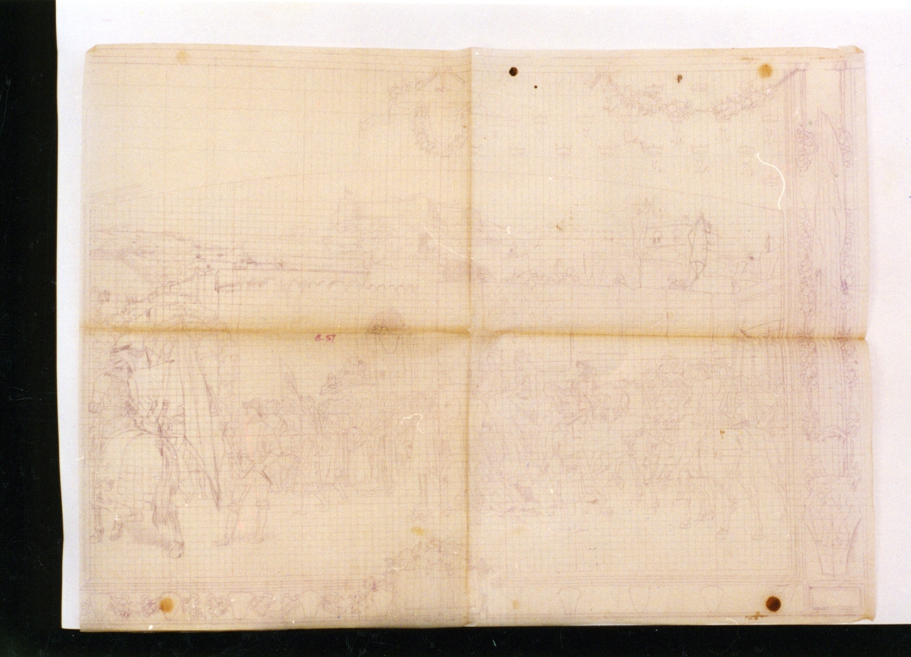 studio di corteo del sec. XV per un affresco (disegno) di Vetri Paolo (ultimo quarto sec. XIX)