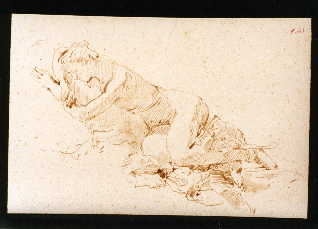 figura femminile nuda dormiente (disegno) di Vetri Paolo (ultimo quarto sec. XIX)