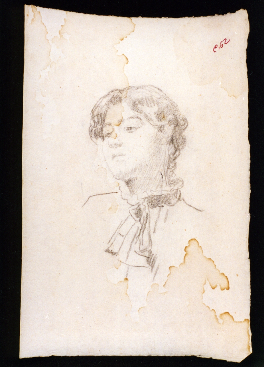 testa di giovane donna (disegno) di Vetri Paolo (fine/inizio secc. XIX/ XX)