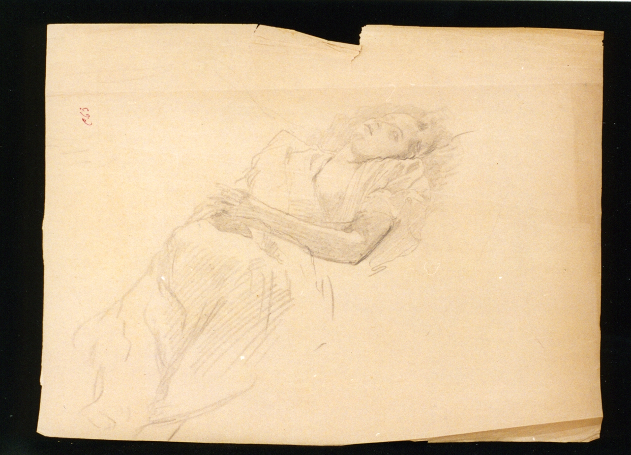 figura di giovane donna distesa (disegno) di Vetri Paolo (fine/inizio secc. XIX/ XX)