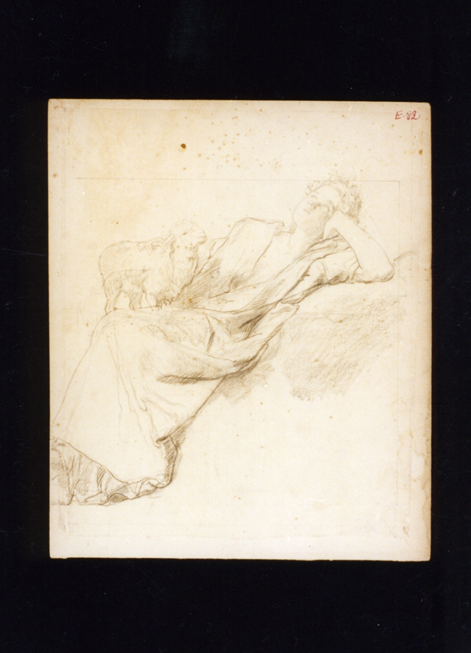 studio di figura femminile vestita con agnello (disegno) di Vetri Paolo (secc. XIX/ XX)