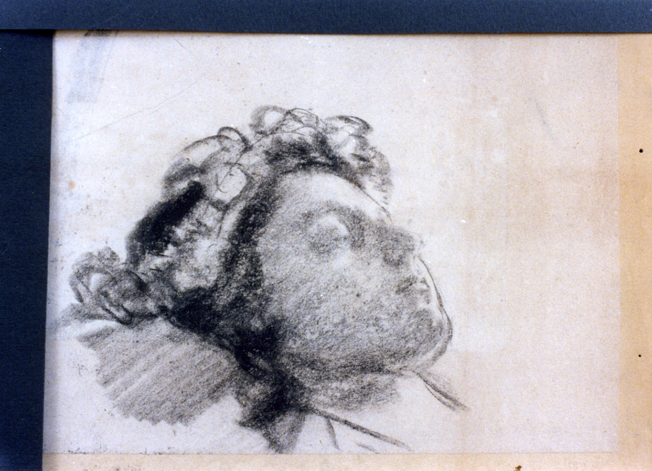 studio di testa femminile reclinata (disegno) di Vetri Paolo (secc. XIX/ XX)