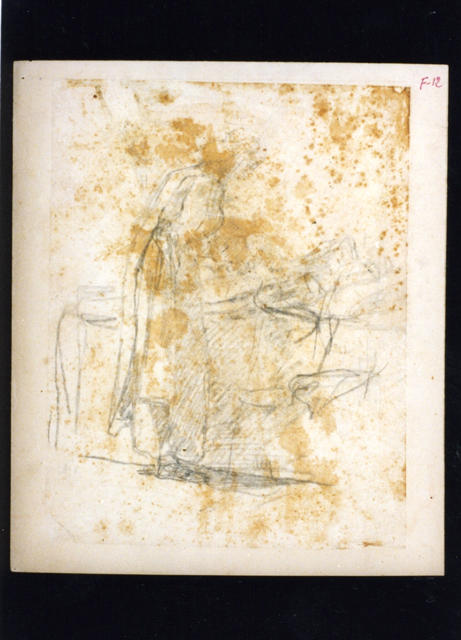 studio di santa riversa su un ammalato (disegno) di Vetri Paolo (secc. XIX/ XX)