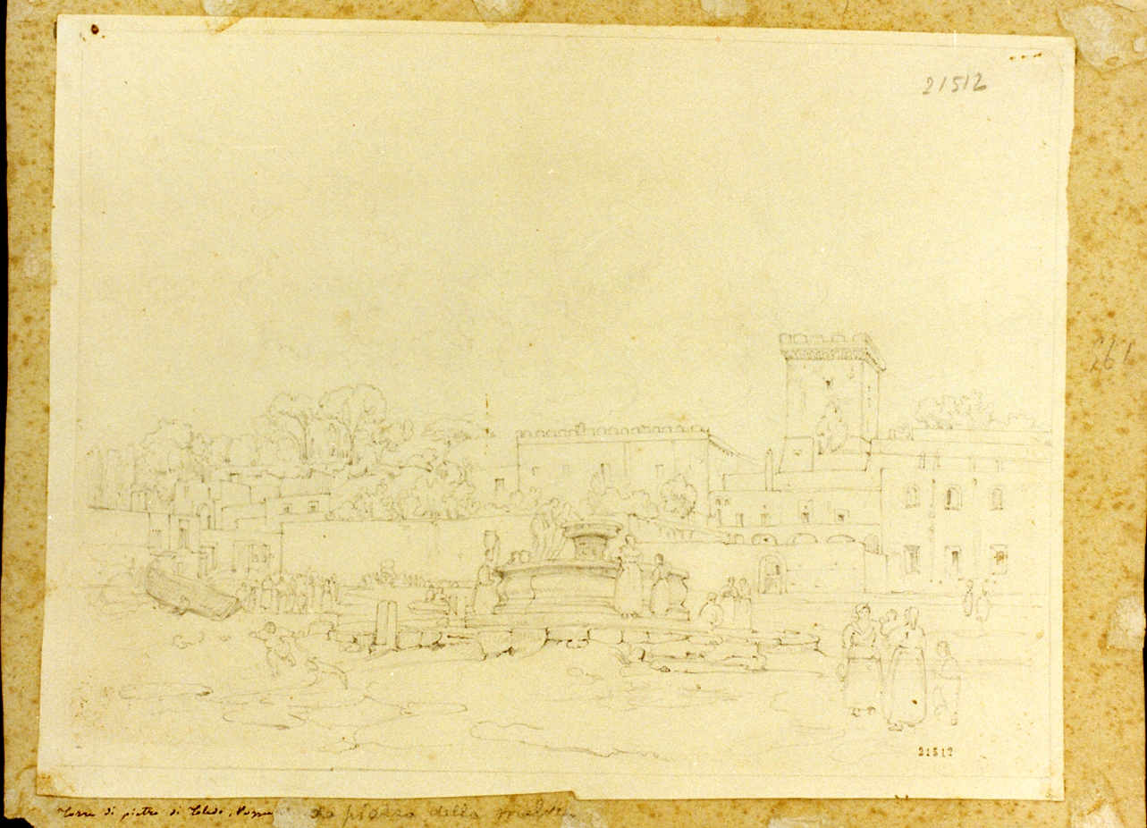 studio della torre di Pietro da Toledo a Pozzuoli (disegno) di Vianelli Achille (sec. XIX)