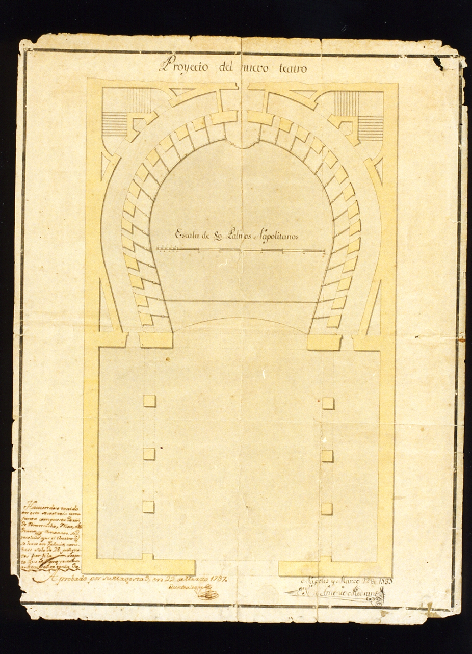 planimetria del teatro San Carlo (disegno) di Medrano Giovan Antonio (sec. XVIII)