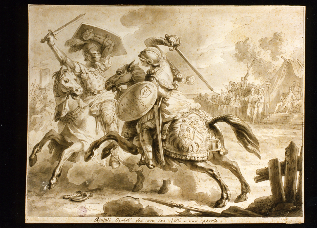 scena di battaglia (disegno) di Angiolini Napoleone (sec. XIX)