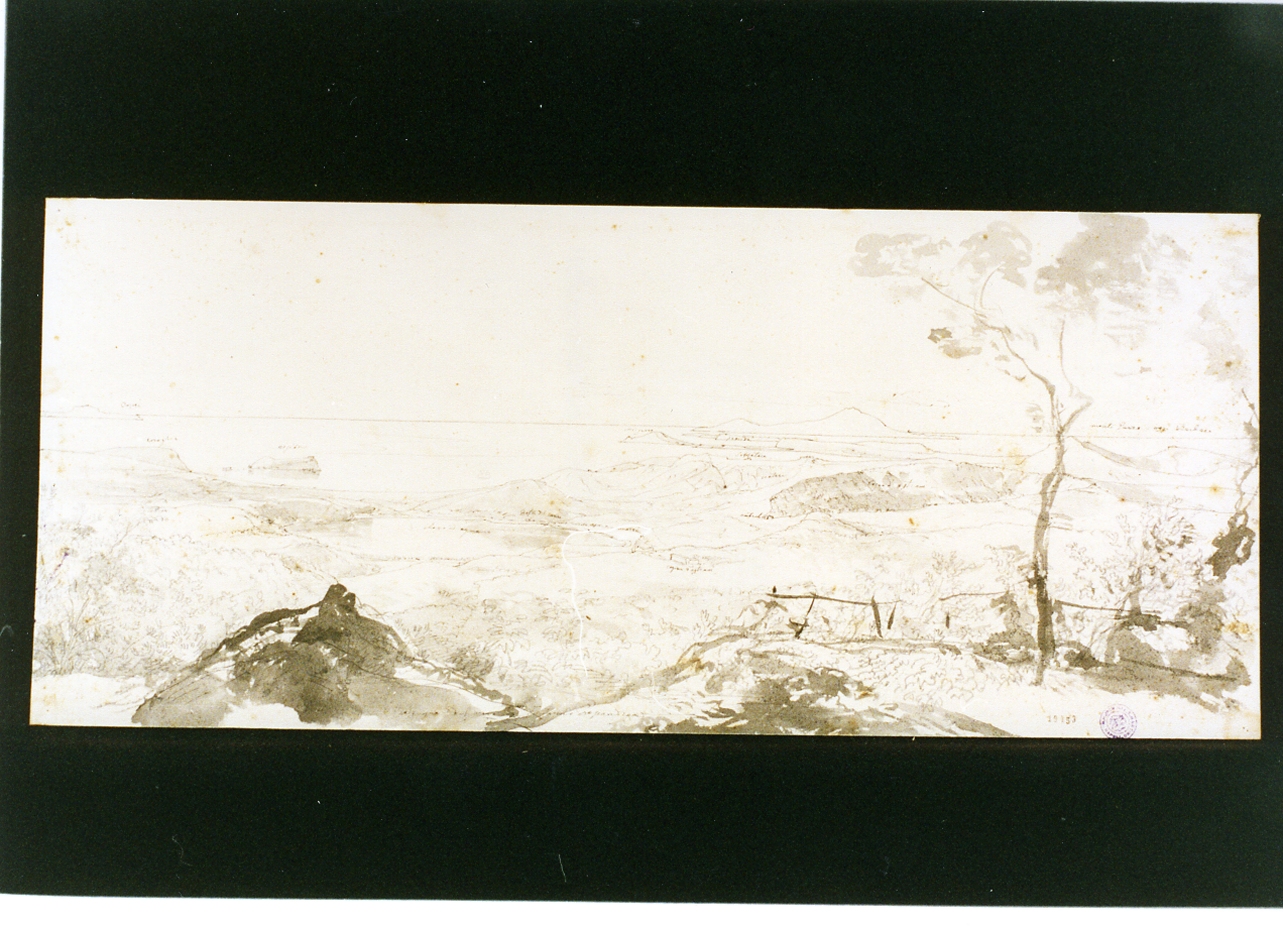 veduta del lago di Agnano (disegno) di Papandrea Antonio (sec. XIX)