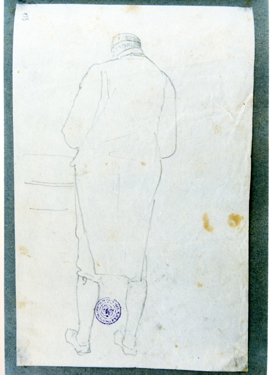 studio di figura maschile di spalle (disegno) di Vervloet Frans (sec. XIX)