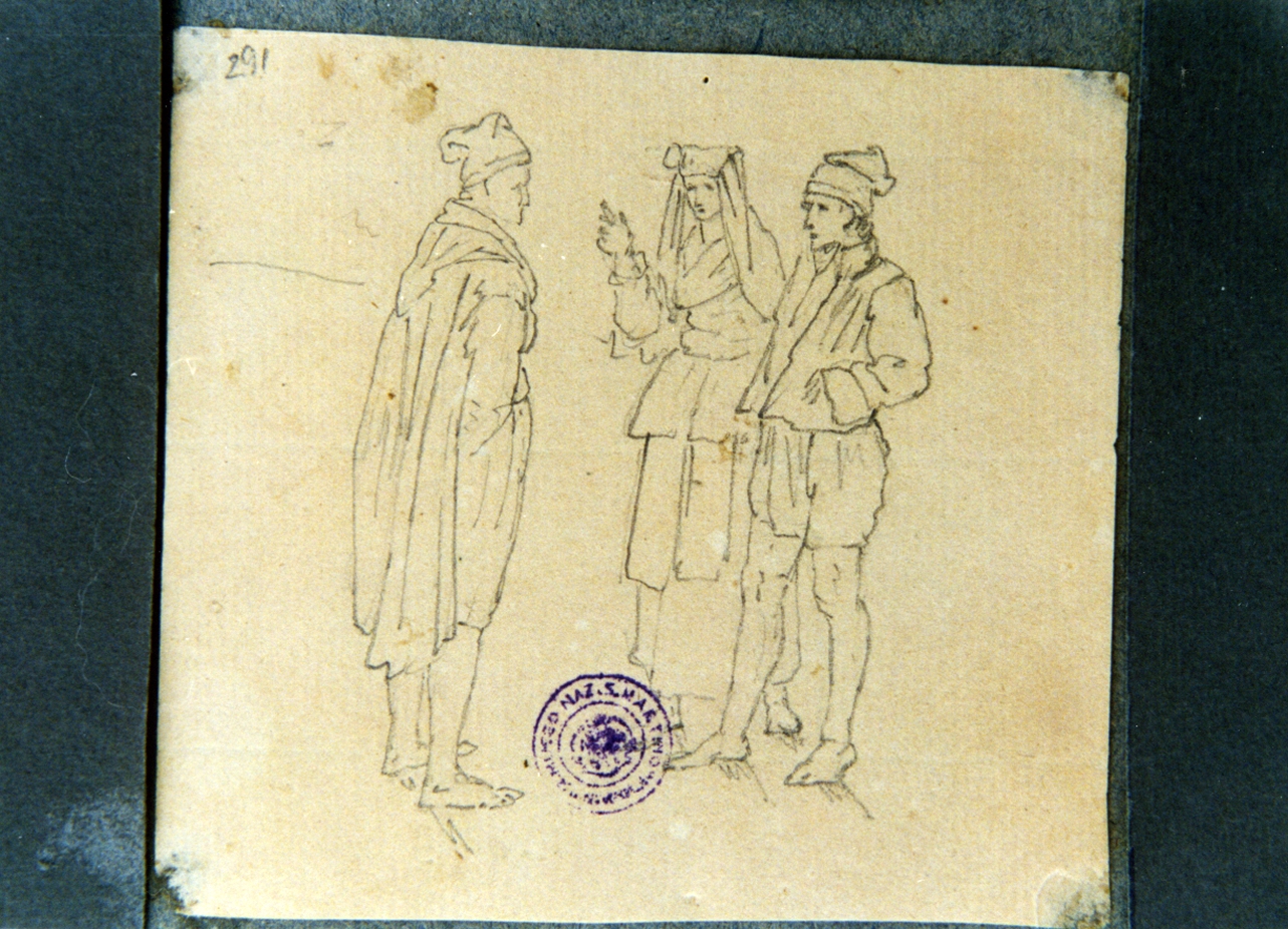 studio di tre pastorelli (disegno) di Vervloet Frans (sec. XIX)