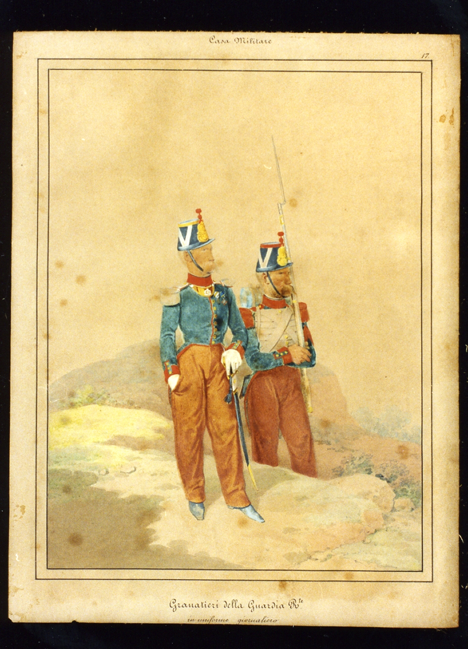 militari dell'esercito borbonico (disegno) - ambito napoletano (sec. XIX)