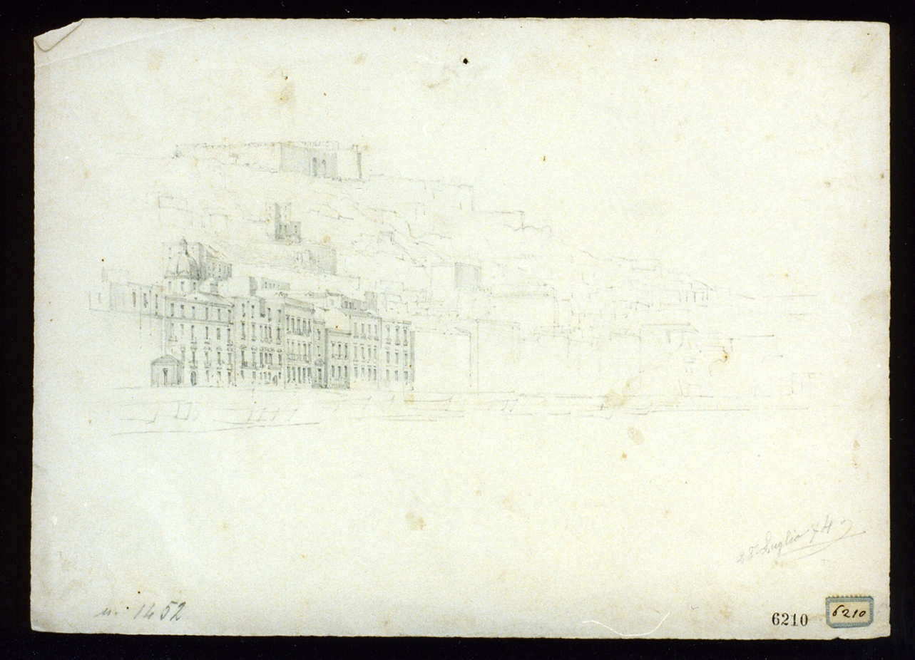 veduta di Mergellina a Napoli (disegno) - ambito napoletano (sec. XIX)