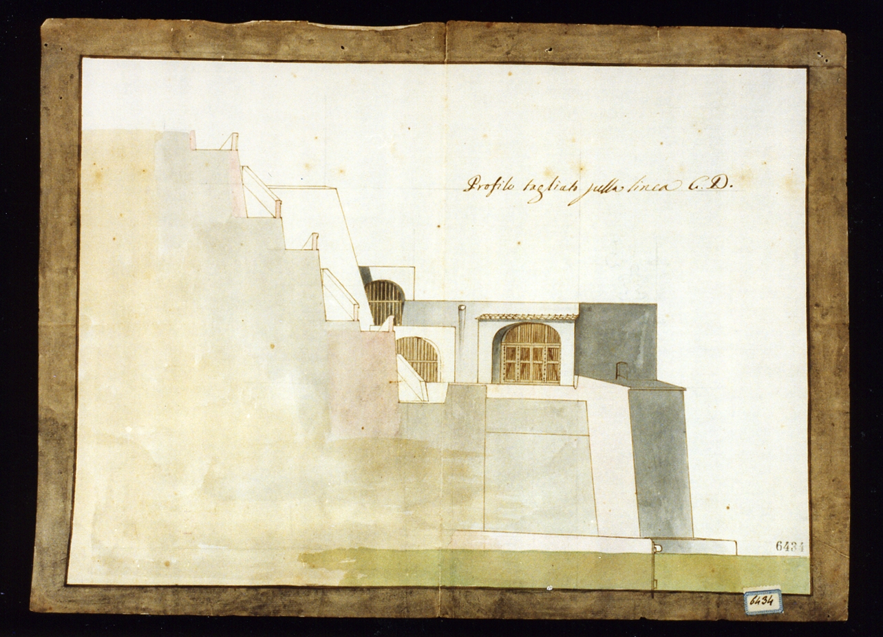 sezione del fortino di Pozzuoli (disegno) - ambito napoletano (sec. XVIII)