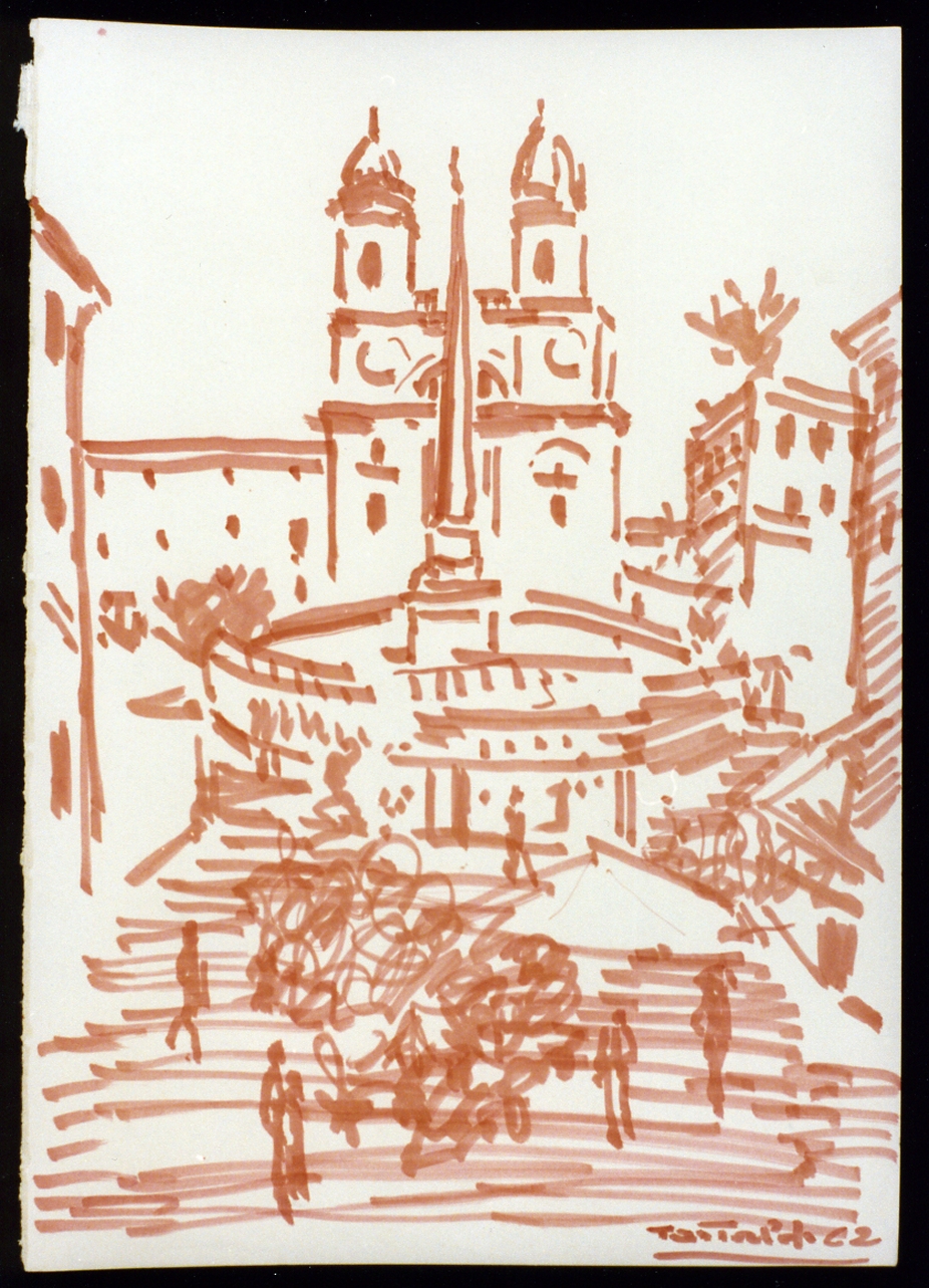 veduta di città (disegno) di Tatafiore Guido (sec. XX)