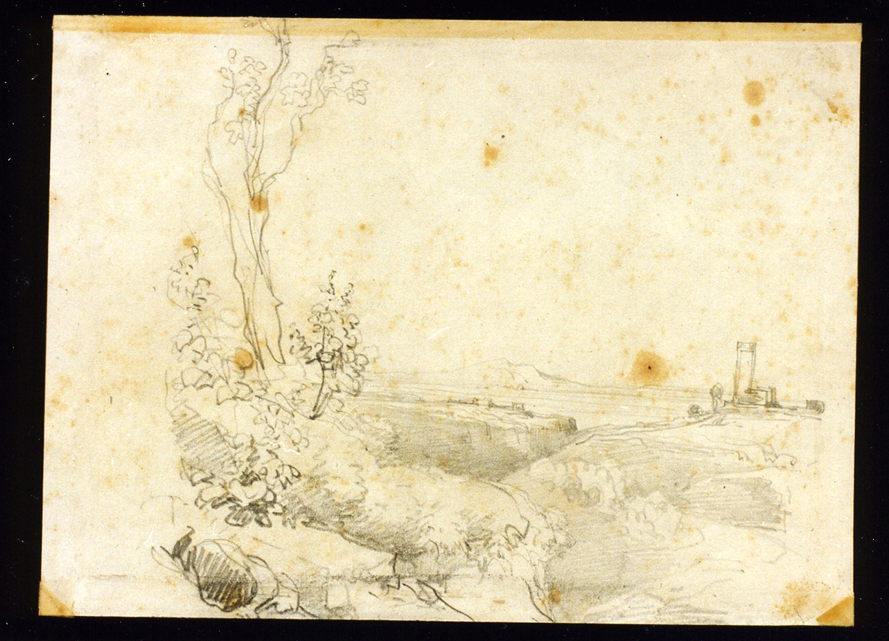 paesaggio con alberi (disegno) di Carelli Consalvo (ultimo quarto sec. XIX)