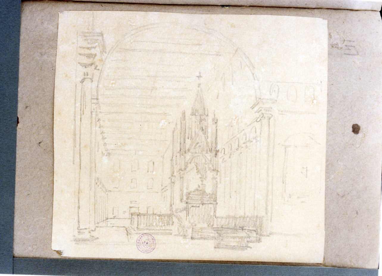 interno di chiesa (disegno) di Vervloet Frans (sec. XIX)