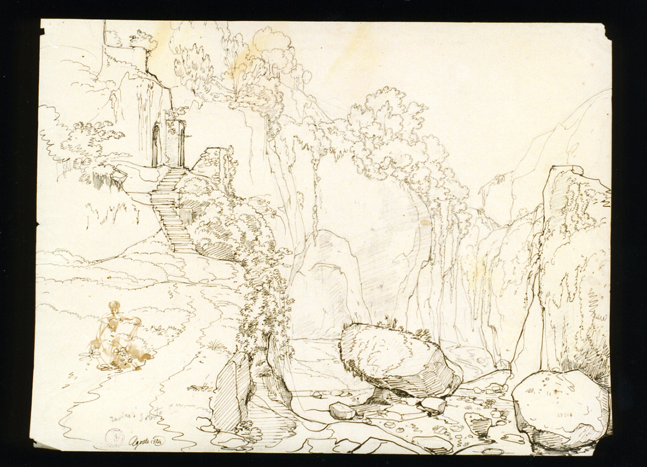 veduta di Ruvino di Sorrento (disegno) di Gigante Giacinto (sec. XIX)