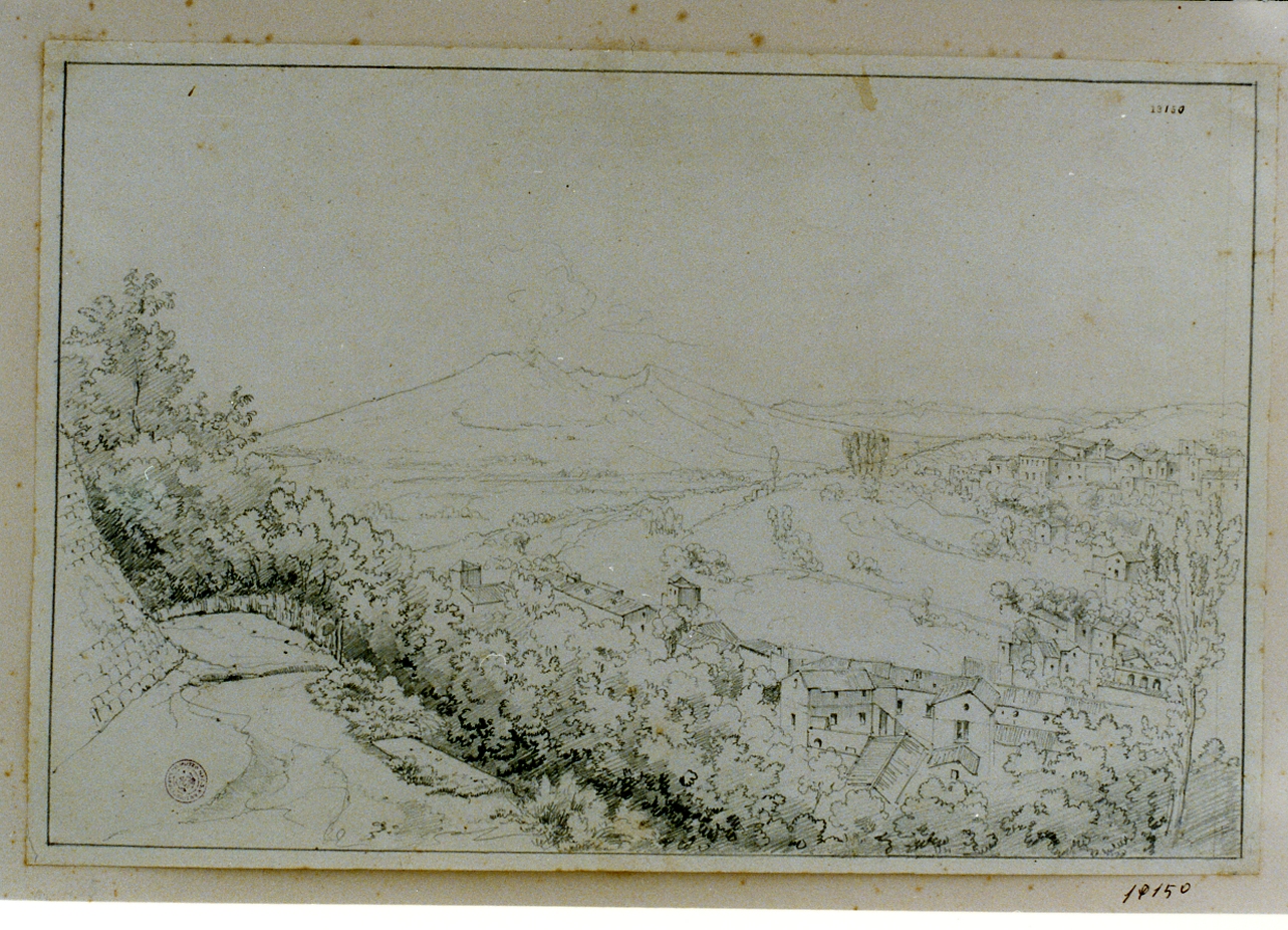 veduta del Vesuvio con la Pianura Nolana (disegno) di Gigante Giacinto (secondo quarto sec. XIX)