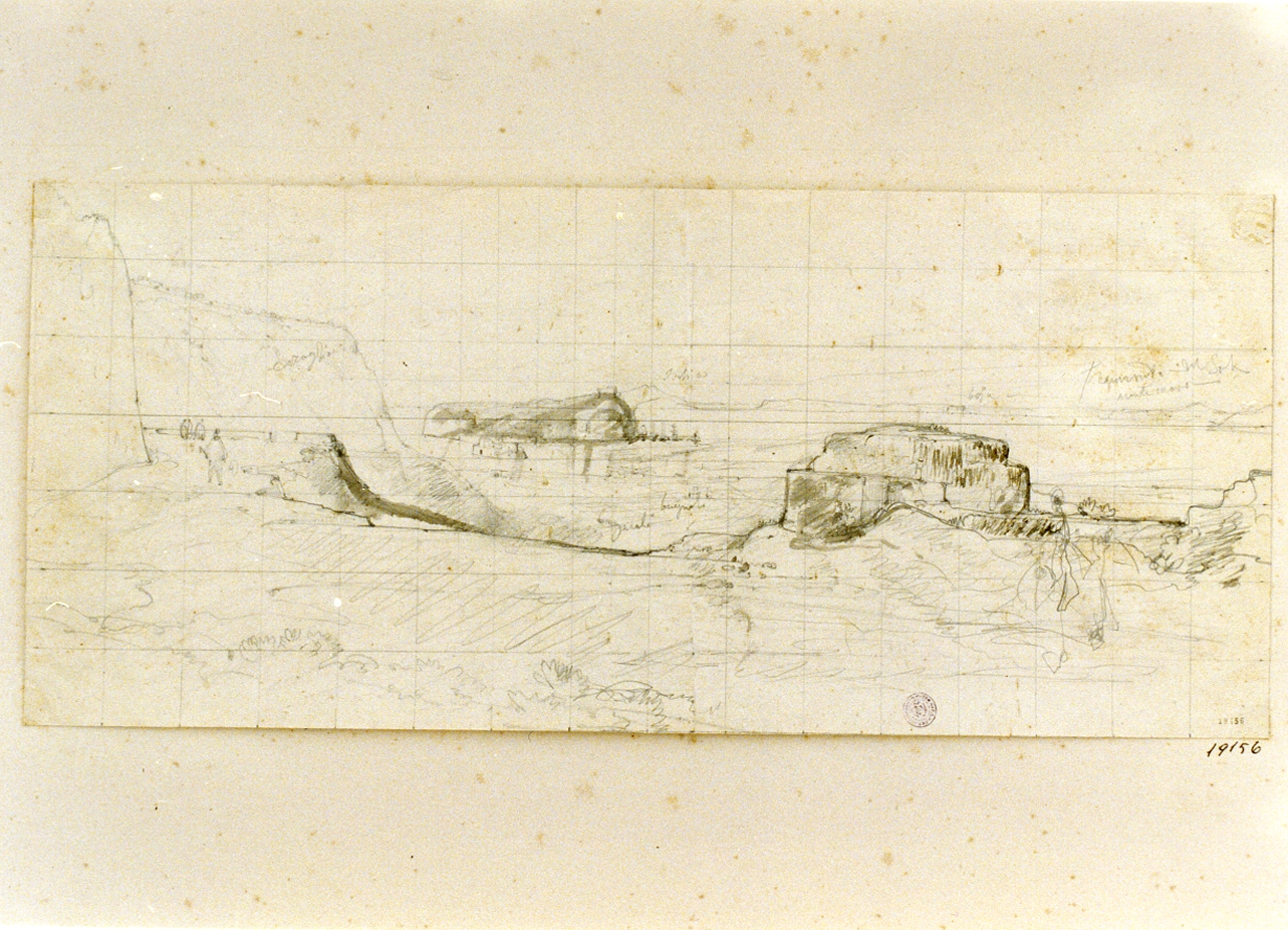 veduta della spiaggia di Bagnoli (disegno) di Gigante Giacinto (metà sec. XIX)