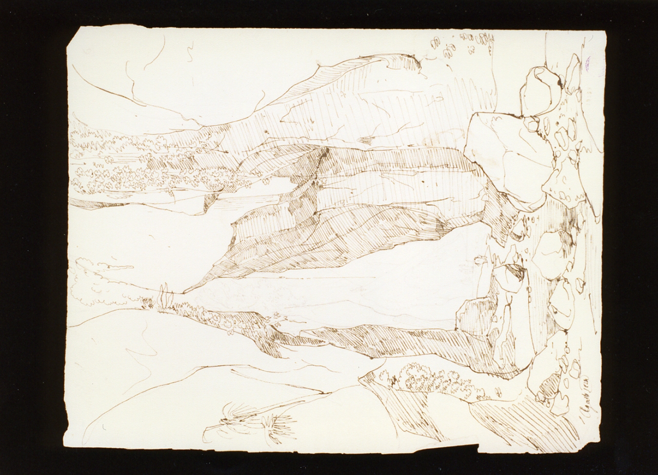 paesaggio roccioso (disegno) di Gigante Giacinto (sec. XIX)